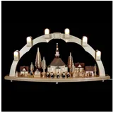 Richard Glässer GmbH Seiffen Richard Glässer Seiffen Schwibbogen Seiffener Dorf, Länge 80 cm, natur, komplett elektrisch beleuchtet, original Erzgebirge