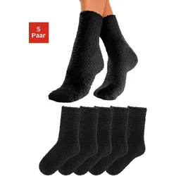 Kuschelsocken LAVANA, Damen, Gr. 35-38, schwarz, Polyester, Elasthan, unifarben, elastisch, Socken, ideal als Hausschuhersatz