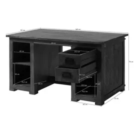 Massivmoebel24 Schreibtisch Mango natur lackiert