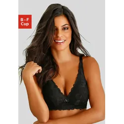 Bralette-BH LASCANA "Mably", Damen, Gr. 95, Cup D, schwarz, Spitze, Obermaterial: 83% Polyamid, 11% Elasthan, 6% Polyester, sexy, BHs BH Bügelloser-BH Bralette Spitzen-BH Spitzenwäsche, ohne Bügel, Dessous
