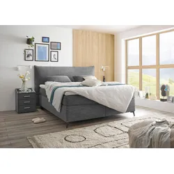 Boxspringbett ED EXCITING DESIGN "Seattle", grau (anthrazit), B:204cm L:212cm, 100% Polyester, Komplettbetten, Boxspringbett, harte Seite mit Kokosmatte, weiche Seite mit Filzabdeckung
