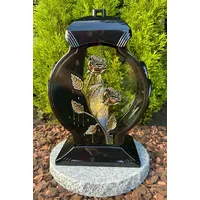 Grablampe Grablicht Grabkerze Laterne mit Rosenmotiv in Gold, 34 cm H. - Kerze Grabkerze Grabdekoration inkl. LED Kerze/ohne Sockel NEU