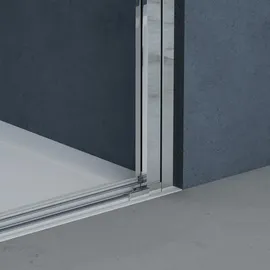 SoGood doporro Nischentür Duschabtrennung 80x195 cm Duschtür mit Falttür 8mm Esg-sicherheitsglas Klarglas Duschwand schwarz inkl. Nano-beschichtung Teramo37k