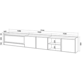 SKRAUT HOME Lowboard 315x50 cm Beige Holzwerkstoff