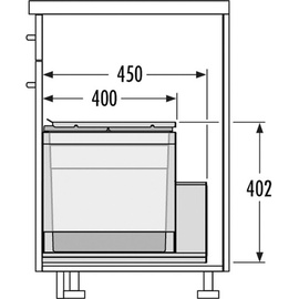 HAILO 3631681 Abfallsorter TRIPLE XL mit 2-fach-Trennung - 56 Liter | 2x 28 Liter | 60 cm Schrankbreite, Kunststoff,