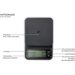Tchibo Kaffeewaage inkl. Timer, Abschaltautomatik, LC-Display, Schwarz