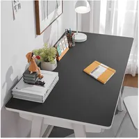 PPGE Home Schreibtischunterlage Leder rutschfest, Tischauflage Schreibtisch Leder, übergroßer Tischmausunterlage, Schreibtischmatte PU Leder, Groß Schreibtisch UNT(Size:60×120cm,Color:Schwarz)