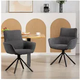 HOMCOM Esszimmerstuhl Drehbar Sessel mit Armlehne, Metallbeine (Küchenstuhl, 2 St), drehbar, Dunkelgrau grau