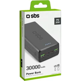 SBS Power Bank 30.000 mAh schwarz