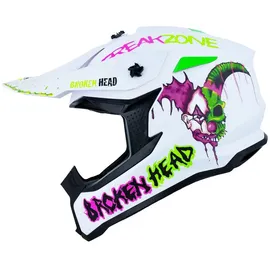 Broken Head Crosshelm FreakZone Weiss-Pink-Grün (Größe L)