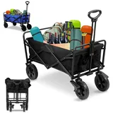 Clanmacy Bollerwagen Bollerwagen Faltbar Transportkarre Strandwagen mit Bremsen Schwarz schwarz
