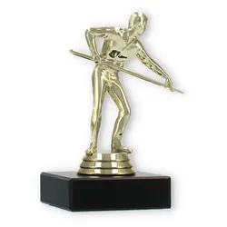 Pokal Kunststofffigur Billardspieler gold auf schwarzem Marmorsockel 12,0cm