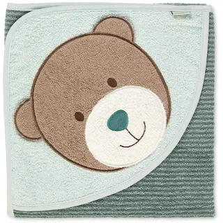 Sterntaler Motiv-Kapuzenbadetuch Bär Ben, Alter: ab 0 Monaten, 80 x 80 cm, Mittelgrün