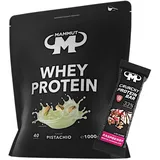 1kg Mammut Whey Protein Eiweißshake - Set (Pistachio + Protein Bar (Raspberry))