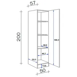 Flex-Well Seitenschrank Wito 50 x 57 x 200 cm Weiß