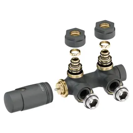 Aquabad® Multiblock Heizkörperthermostat Eckform 50mm Mittelanschluss Anthrazit