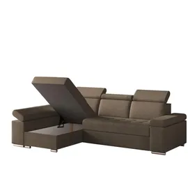 e-meubles Ecksofa Braun, Holzwerkstoff, L-Form,L-Form, 260x168 cm, Wohnzimmer, Sofas & Couches, Wohnlandschaften, Ecksofas