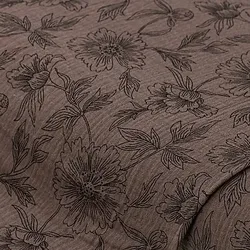 Musselin/Doppel-Gaze "Blumen", taupe-color