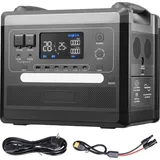 Tragbare Powerstation - Solargenerator - 2400 W Ausgangsleistung - 2160 Wh Kapazität - 10 Anschlüsse - LiFePO4-Akku erweiterbar - Variable Eingan... - Schwarz