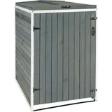 Mendler XL 1er-/2er-Mülltonnenverkleidung HWC-H74, Mülltonnenbox, erweiterbar 126x80x98cm Holz MVG ~ grau-weiß
