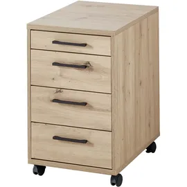 Innostyle Stella Trading INNO4HOME Rollcontainer Schreibtisch, Artisan Eiche Optik - Mobiler Schubladenschrank Büroschrank mit 4 Schubladen passend zum Schreibtisch - 43 x 68 x 55 cm (B/H/T)