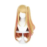 Xingbiyou Anime Oshi No Ko Hoshino Ruby Cosplay Perücke,Langes Gelb Gemischtes Rot Pferdeschwanz Perücke,Halloween Party Perücken (Hoshino Ruby)