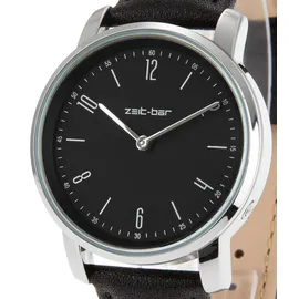ZEIT-BAR Funk-Armbanduhr Damen, Metallgehäuse, Leder-Uhrband