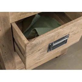 MASSIVMOEBEL24.DE Mango Hochschrank 50x35x195 Beige/Weiß