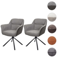 Mendler 2er-Set Esszimmerstuhl HWC-K33, Küchenstuhl Stuhl, drehbar Auto-Position, Stoff/Textil Kunstleder, grau-dunkelgrau
