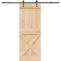 vidaXL Schiebetür mit Beschlag 85x210 cm Massivholz Kiefer, Innentür, Holzschiebetür, Scheunentür, Innenschiebetür, Holz Schiebetür, Innenscheunentür