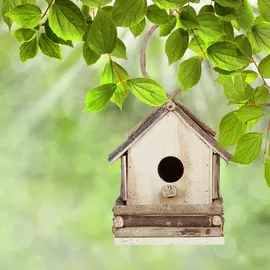 Relaxdays Vogelhaus zum Aufhängen, unbehandeltes Holz, Balkon, Garten, Nistkasten HxBxT: 32 x 18 x 14,5 cm, Natur,