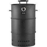 Charcoal Smoker Grill, 470mm Barrel Charcoal BBQ Smoker, Coated Steel Outdoor Barbecue Grill with 2 Grilling Grates, 1 Hanging Rod, 6 Hooks & Therm...