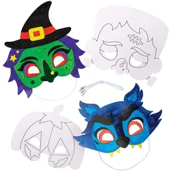 Masken zum Ausmalen "Halloween" (pro Set 8) Halloween-Basteleien