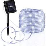 Swanew Guirlande lumineuse Solar,Extérieur pour Jardin, Terrasse, Mariage et Fête de Noël,32M 300 LED,Blanc Froid