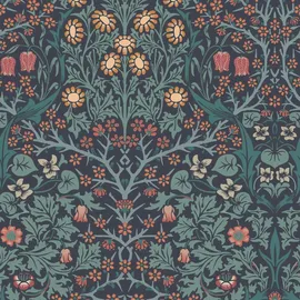 William Morris At Home Vliestapete Blackthorn 10 m x 52 cm Blau FSC®