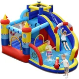 Costway Hüpfburg Mit Rutsche, Aufblasbare 6-in-1 Wasserpark, Planschbecken & Wasserkanone, Outdoor Bouncer Hüpfschloss Springburg Für Kinder, Garten 360 X 290 X 200 Cm