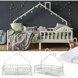 VitaliSpa Hausbett Noemi 90 x 200 cm Kiefer massiv weiß