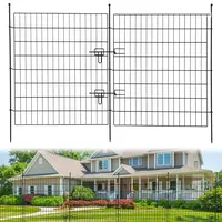 Gartenzaun Metall, 15 Panels Teichzaun (81cm H x 74cm B), Steckzaun Keine Graben Tier Barriere Fechten, Gitterzaun Set, Rostfrei Metalldraht Panel Grenze für Hunde Hof, Terrasse, Blumenbeet - Ohne Tür