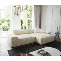 DeLife Ecksofa Sirpio XL 270x170 cm Plüschcord Beige Recamiere variabel