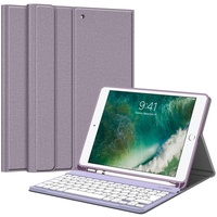 Fintie Tastatur Hülle für iPad Air 5 2022 / iPad Air 4 2020 10.9 Zoll, Soft TPU Rückseite Gehäuse Schutzhülle mit Stifthalter, magnetisch Abnehmbarer Bluetooth Tastatur mit QWERTZ Layout, Lavendel