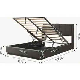 [en.casa] LED Polsterbett Tröstiar 160x200cm Schwarz