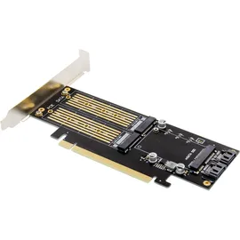 InLine PCIe Karte x16 zu 2x M.2 1x mSATA