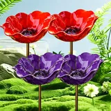 2026 Neu Metall Blumen Gartenstecker Vogeltränke, Vogeltränke Blumenstecker, Trinkschale Vögel, Handmade Metal Flower Garden Stake for Garden, Wassertränke Für Vögel, Bienens (4PC-L)