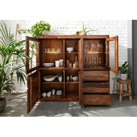 Massivmoebel24 Highboard 166 x 145 x 40 cm Walnuss