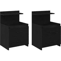 VidaXL Nachttische 2 Stk. mit 2 Schubladen Schwarz 40x36,5x62