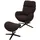 Mendler Relaxsessel HWC-L12 Stoff/Textil 75 x 90 x 90 cm Braun mit Hocker