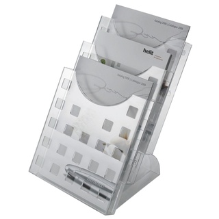 Helit H6102702 - Tischaufsteller „the step grid“, 3 Taschen, DIN A4 hoch glasklar