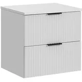 Lomadox Badezimmermöbel Waschtisch-Unterschrank 60 cm matt weiß mit gerilllter Front, Waschbecken Badschrank mit 2 Softclose-Schubkästen, B/H/T ca. 60,6/59,2/46,5 cm