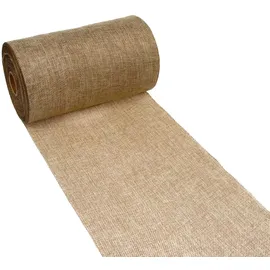 Deko AS GmbH DEKO AS Shabby Chic Leinenoptik Tischläufer, Polyester geruchsneutral, Beige, 20 cm x 5 m