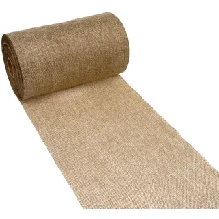 Deko AS GmbH DEKO AS Shabby Chic Leinenoptik Tischläufer, Polyester geruchsneutral, Beige, 20 cm x 5 m
